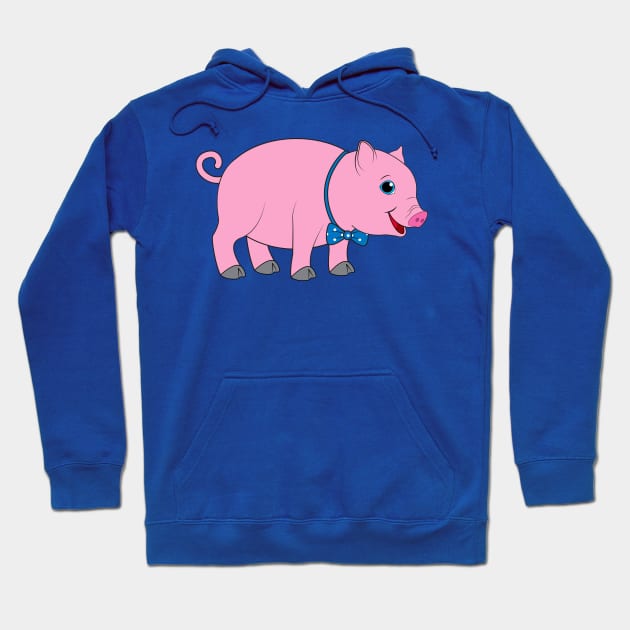 Cute Cartoon Pig in a Bow Tie Hoodie by PenguinCornerStore